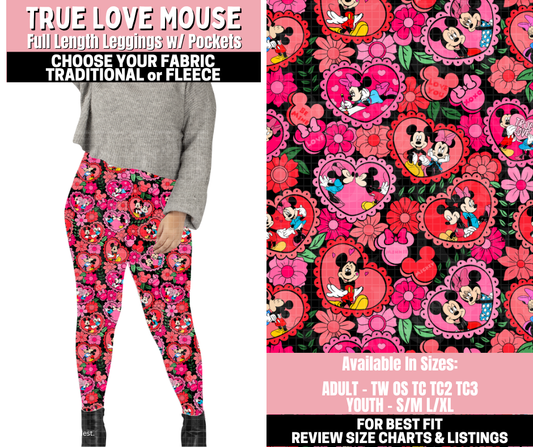 Preorder! Closes 11/12. ETA Jan. True Love Mouse Leggings Choose Fleece or Traditional