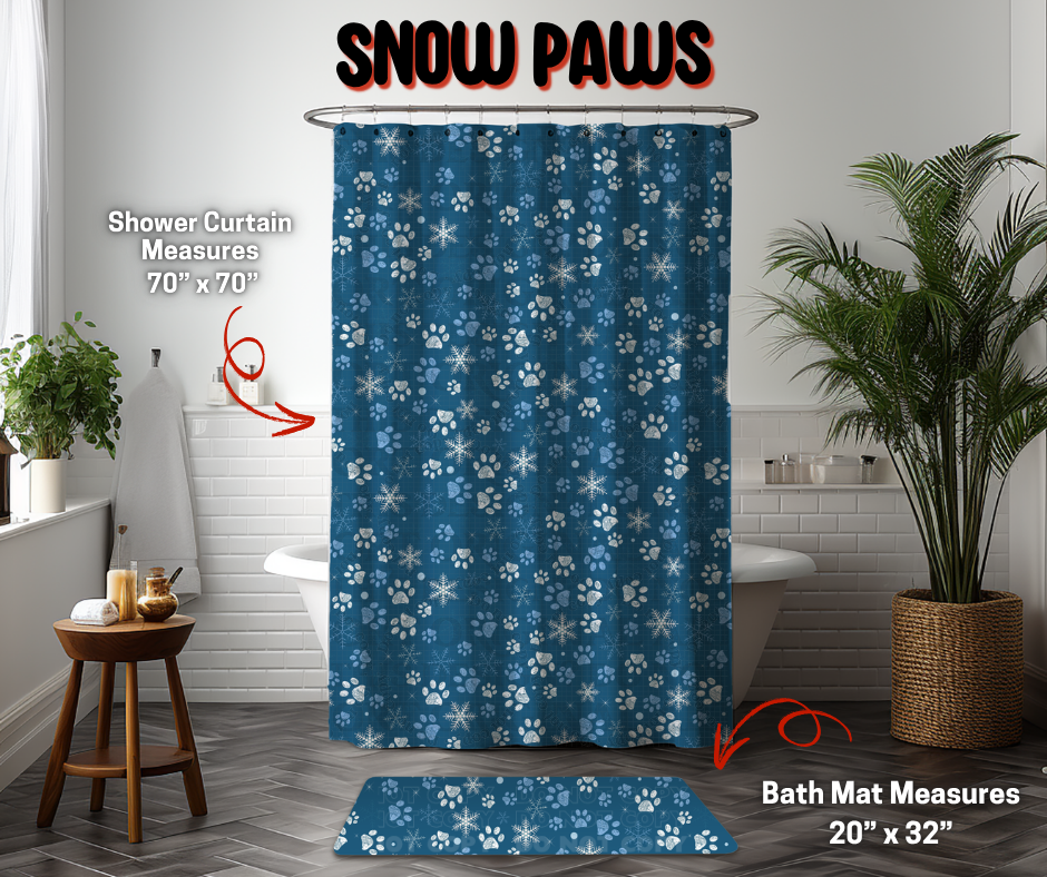 Preorder! Closes 9/8. ETA Dec. Snow Paws Custom Shower Curtain and/or Bath Mat