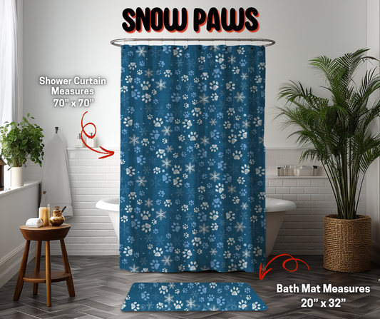 Preorder! Closes 9/8. ETA Dec. Snow Paws Custom Shower Curtain and/or Bath Mat