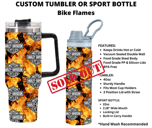 Bike Flames Custom Tumbler
