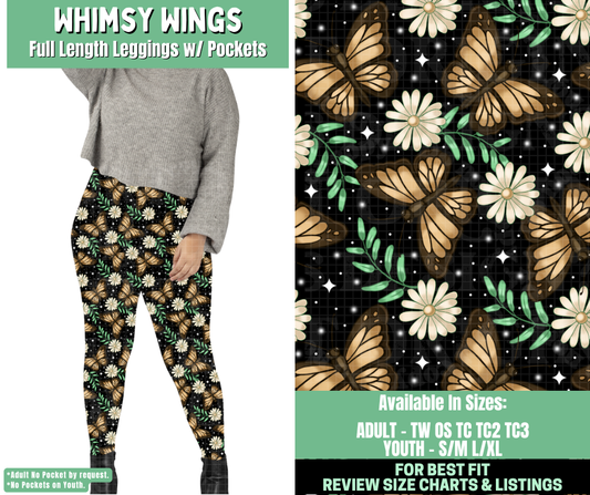 Preorder! Closes 1/7. ETA March. Whimsy Wings Full Length Leggings w/wo Pockets