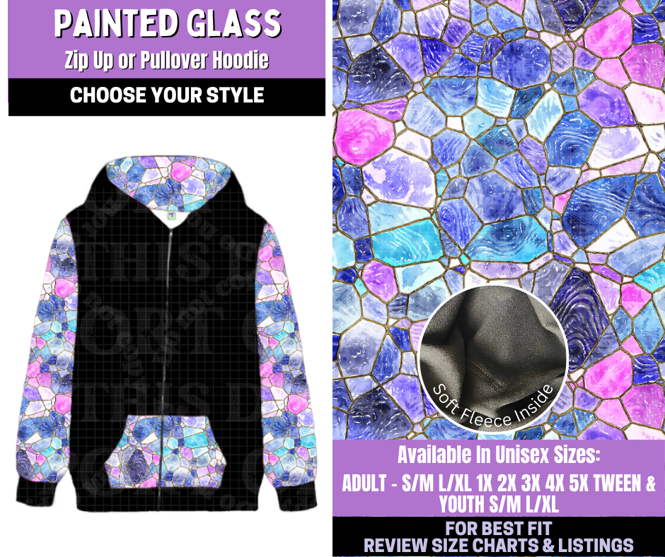 Preorder! Closes 1/5. ETA March. Painted Glass Zip-Up or Pullover Hoodie