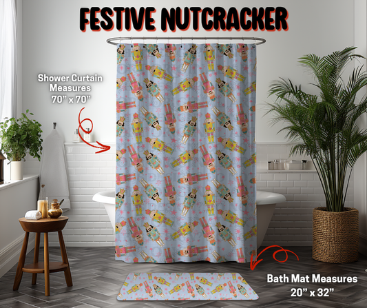 Preorder! Closes 9/8. ETA Dec. Festive Nutcracker Custom Shower Curtain and/or Bath Mat