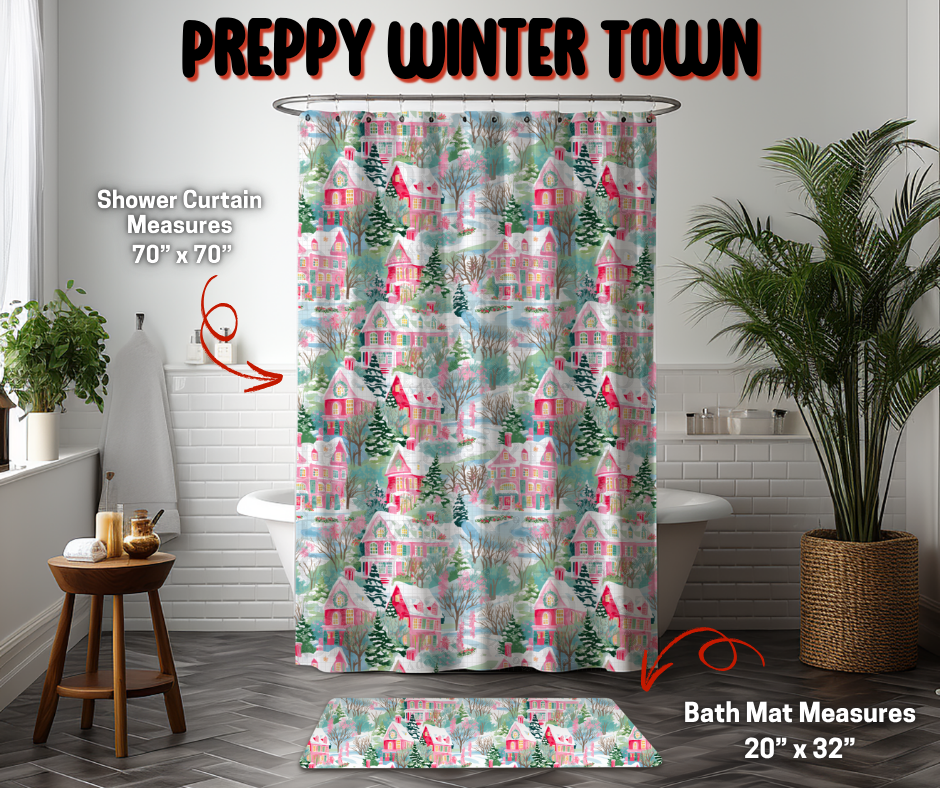 Preorder! Closes 9/8. ETA Dec. Preppy Winter Town Custom Shower Curtain and/or Bath Mat