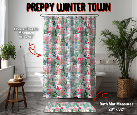 Preorder! Closes 9/8. ETA Dec. Preppy Winter Town Custom Shower Curtain and/or Bath Mat