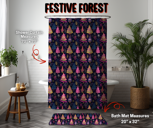 Preorder! Closes 9/8. ETA Dec. Festive Forest Custom Shower Curtain and/or Bath Mat