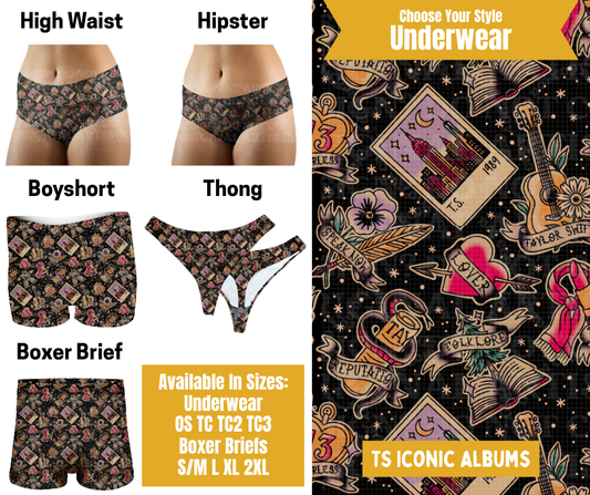 Preorder! Closes 10/28. ETA Jan. TS Iconic Albums Hipster, High Waist, Boyshort, & Thong Underwear & Boxer Briefs