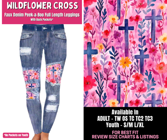 Preorder! Closes 1/1. ETA March. Wildflower Cross Full Length Faux Denim Peekaboo