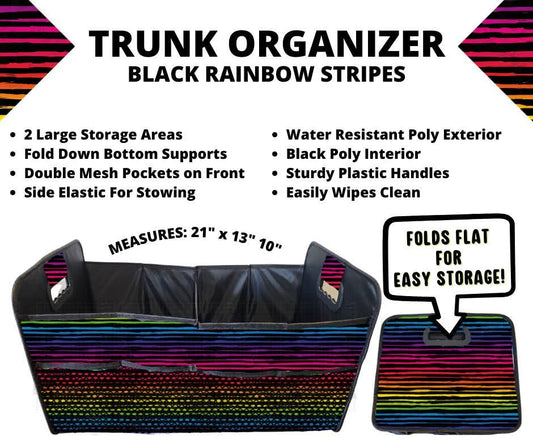 Black Rainbow Stripes Trunk Organizer
