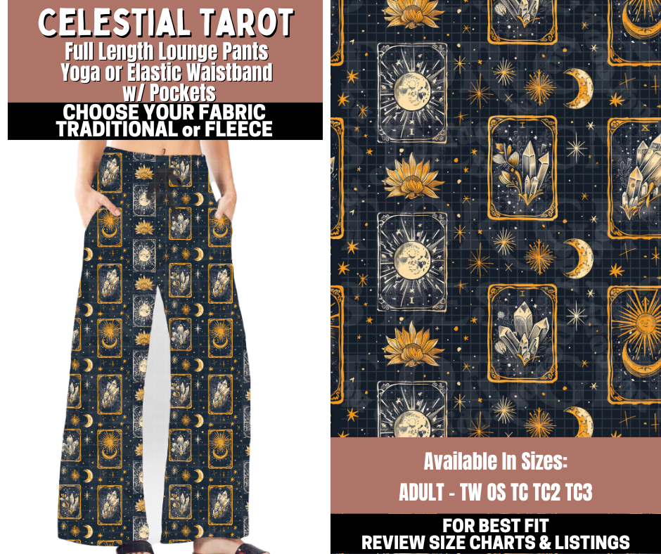Preorder! Closes 11/3. ETA Jan. Celestial Tarot Lounge Pants Choose Fleece or Traditional