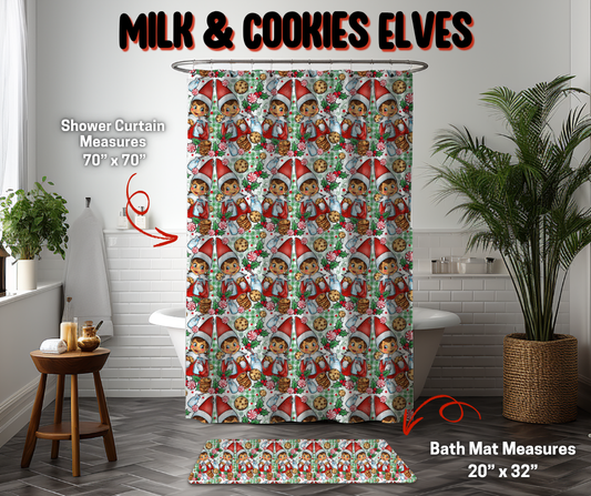 Preorder! Closes 9/8. ETA Dec. Milk & Cookies Elves Custom Shower Curtain and/or Bath Mat