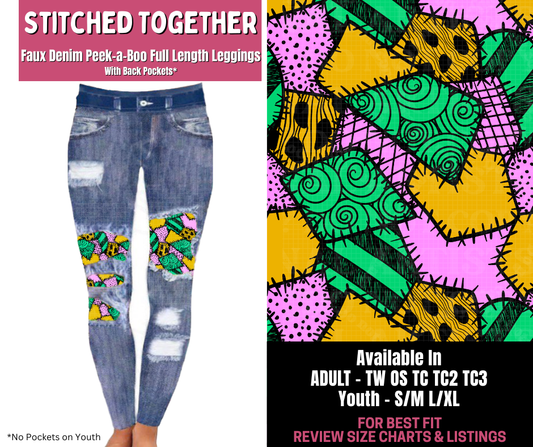 Preorder! Closes 11/10. ETA Jan. Stitched Together Full Length Faux Denim Peekaboo