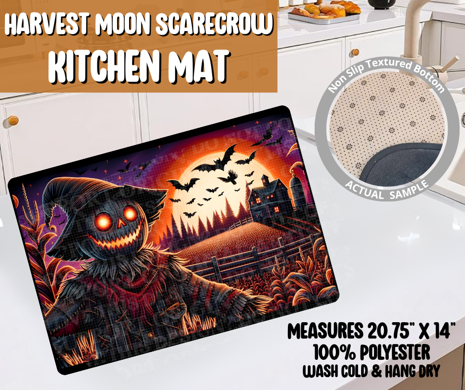 Preorder! Closes 6/8. ETA Sept. Harvest Moon Scarecrow Kitchen Mat