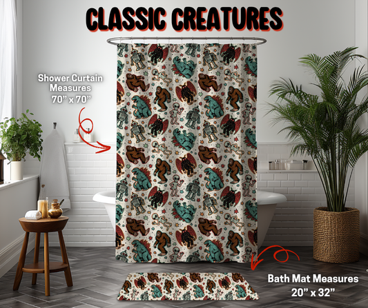 Preorder! Closes 9/8. ETA Dec. Classic Creatures Custom Shower Curtain and/or Bath Mat