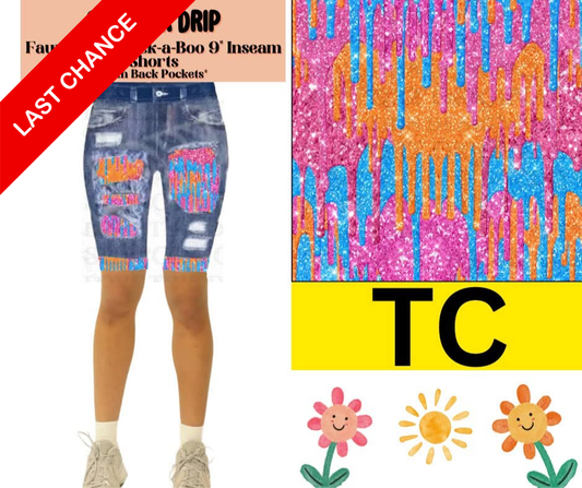 Summer Drip Faux Denim Jamaica Shorts