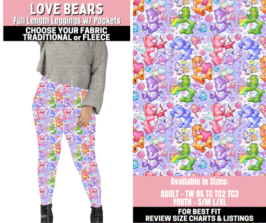 Preorder! Closes 11/12. ETA Jan. Love Bears Leggings Choose Fleece or Traditional