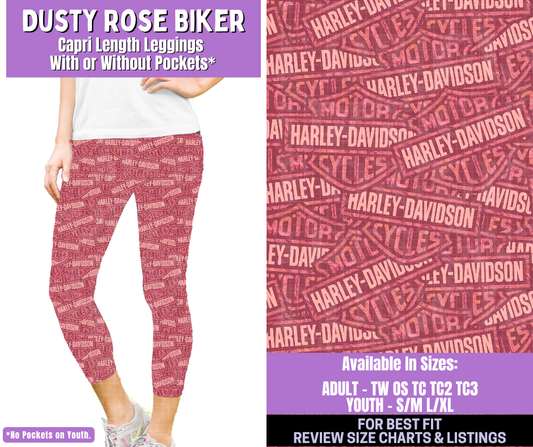 Preorder! Closes 1/5. ETA March. Dusty Rose Biker Capri Length Leggings w/wo Pockets