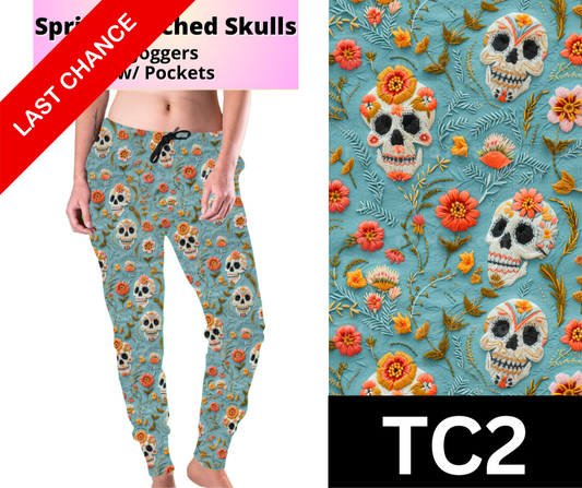 Spring Stitched Skulls Joggers