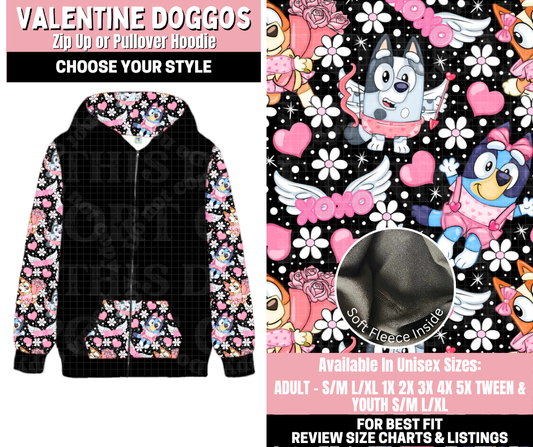 Preorder! Closes 11/12. ETA Jan. Valentine Doggos Zip-Up or Pullover Hoodie