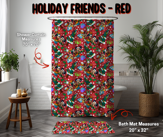 Preorder! Closes 9/8. ETA Dec. Holiday Friends- Red Custom Shower Curtain and/or Bath Mat