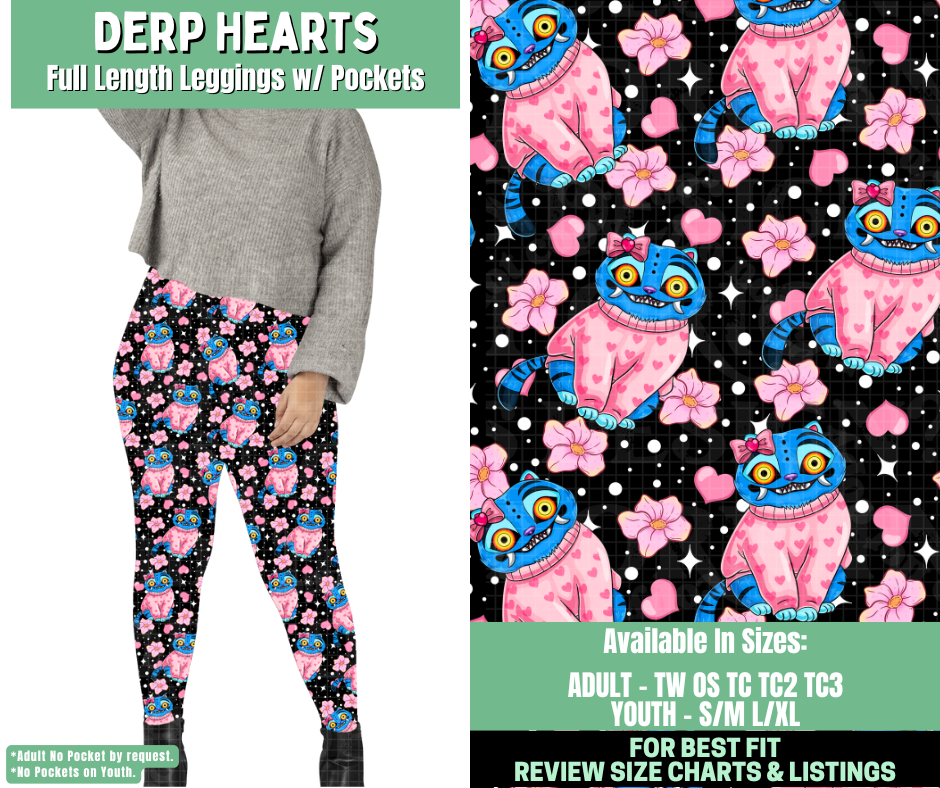 Preorder! Closes 1/7. ETA March. Derp Hearts Full Length Leggings w/wo Pockets