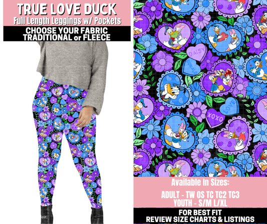 Preorder! Closes 11/12. ETA Jan. True Love Duck Leggings Choose Fleece or Traditional