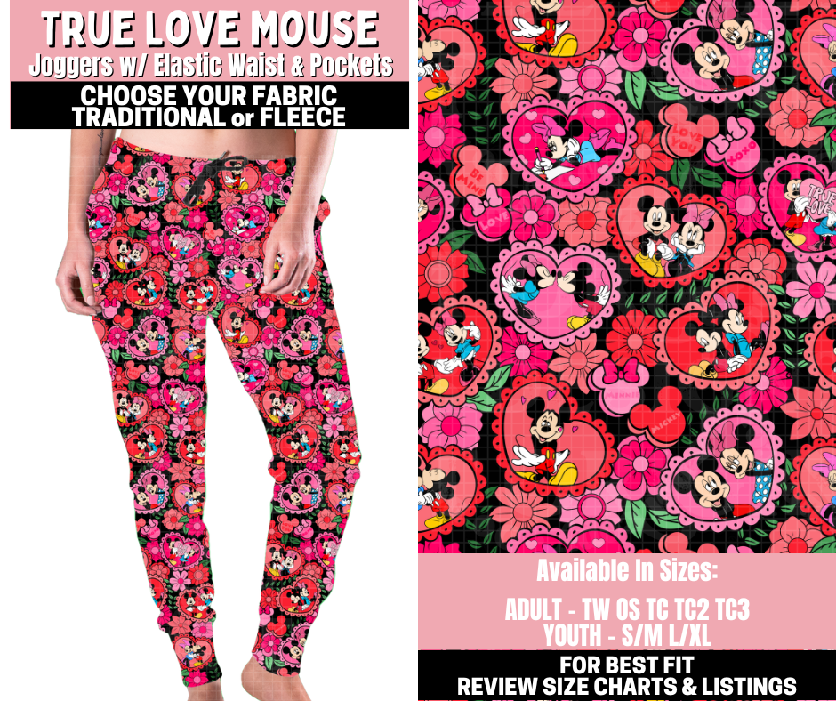 Preorder! Closes 11/12. ETA Jan. True Love Mouse Joggers Choose Fleece or Traditional